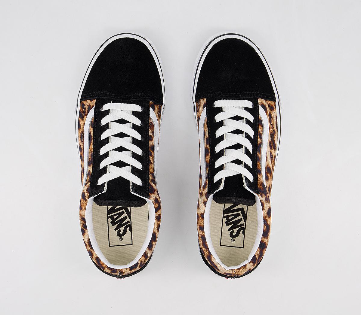 Vans Old Skool Trainers Leopard Black White - Women's Trainers