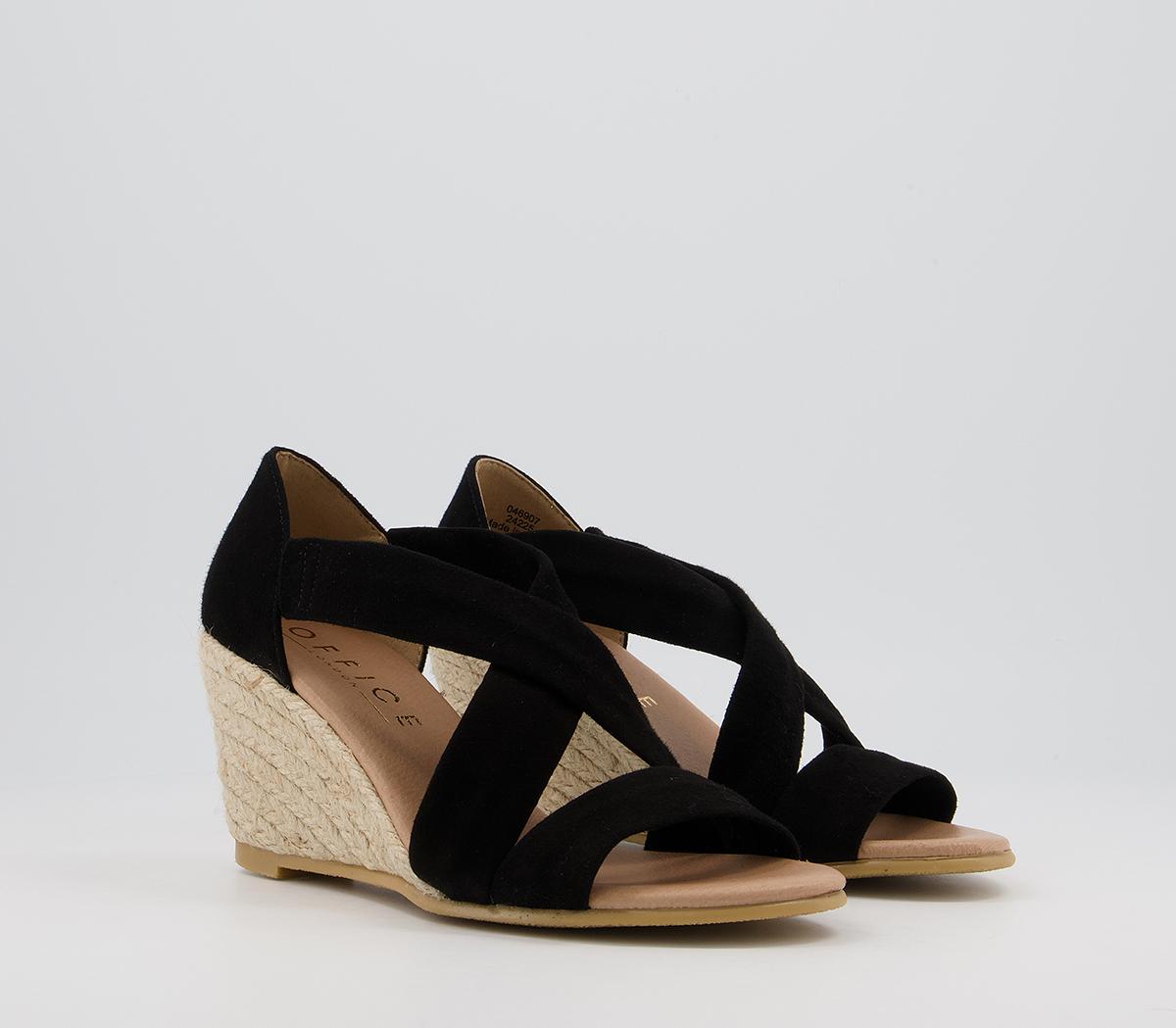 OFFICE Maiden Cross Strap Wedges OFFICE Maiden Cross Strap Wedges New Black Suede