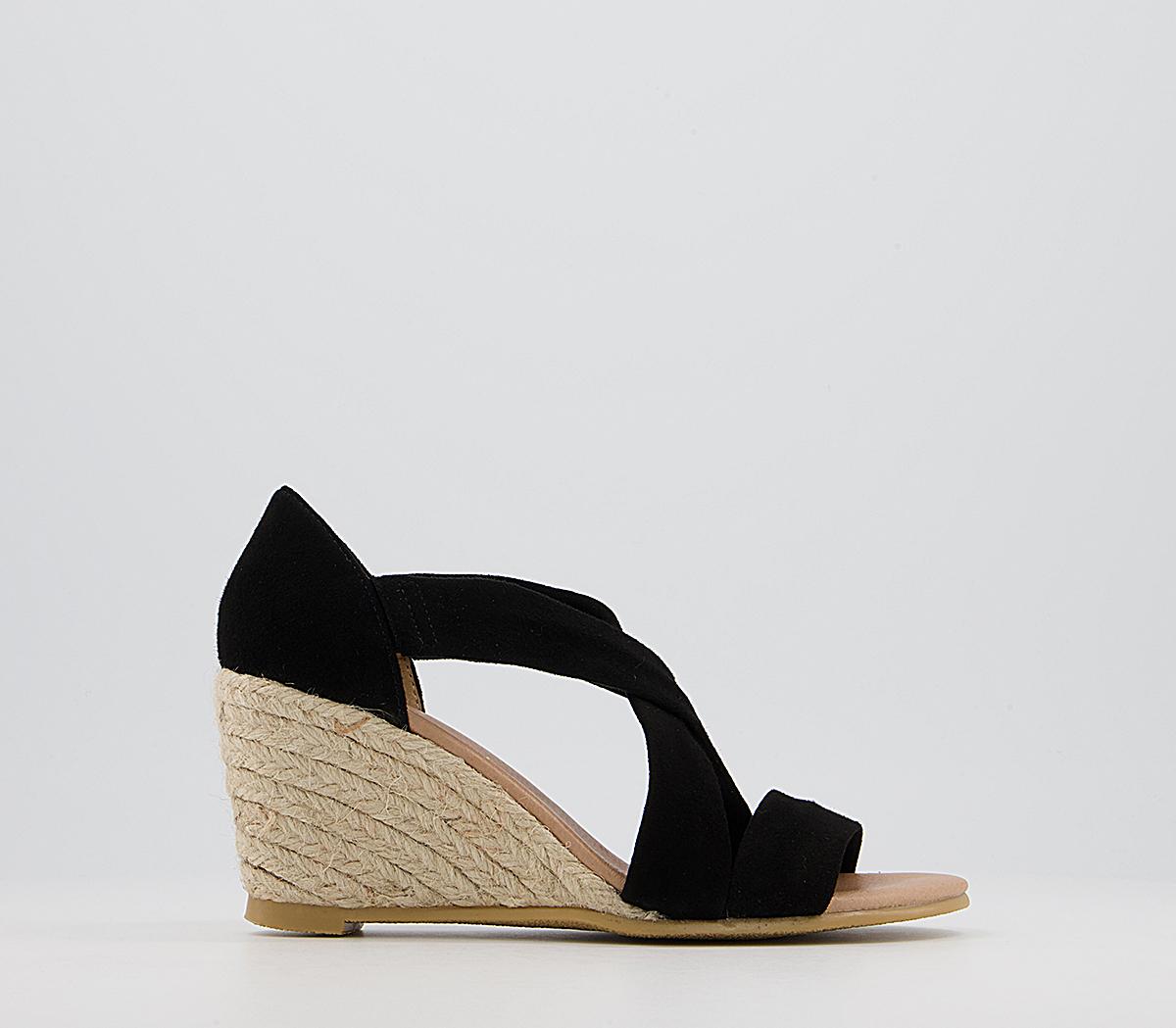 Maiden Cross Strap Wedges New Black Suede