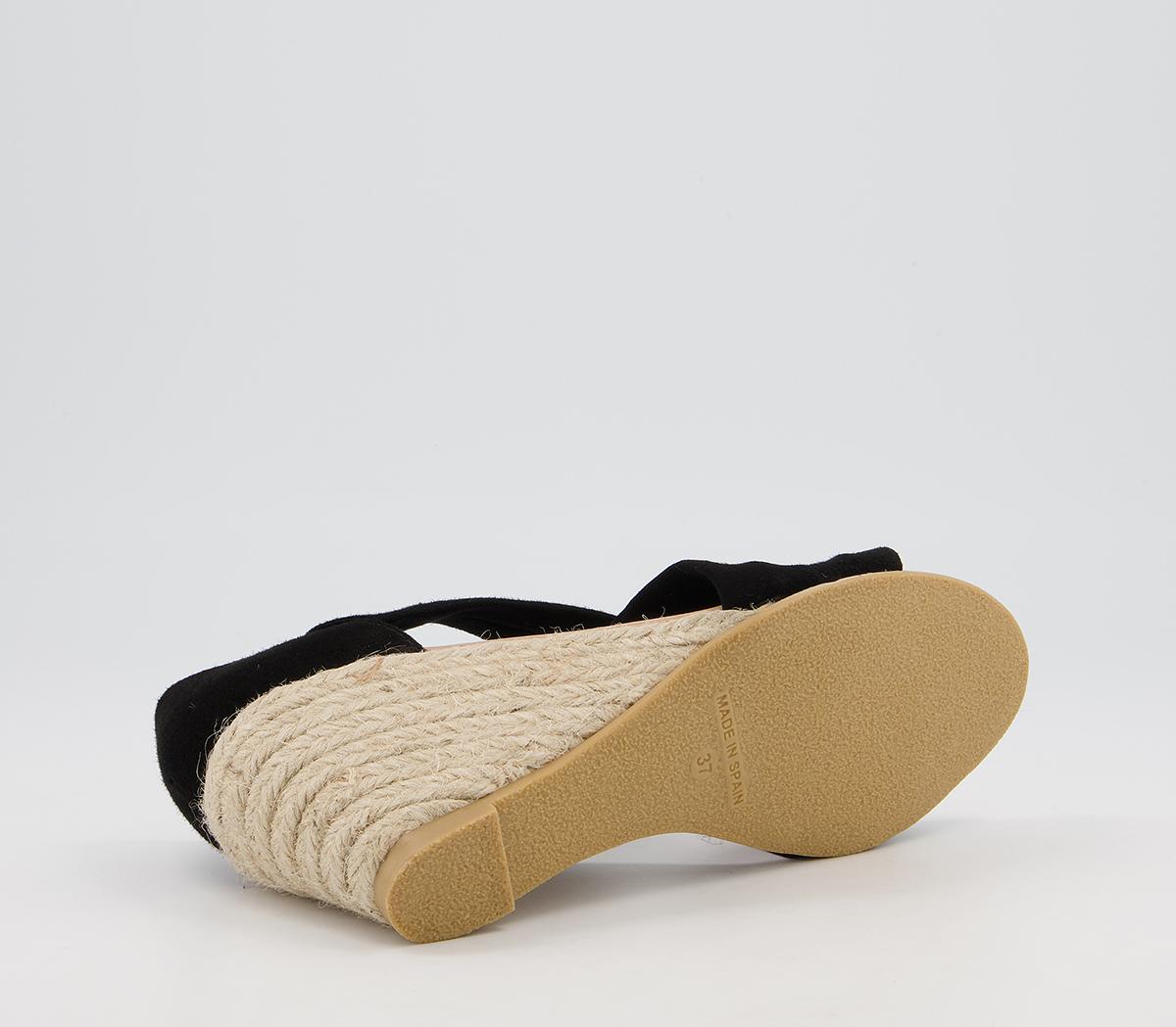 OFFICE Maiden Cross Strap Wedges OFFICE Maiden Cross Strap Wedges New Black Suede