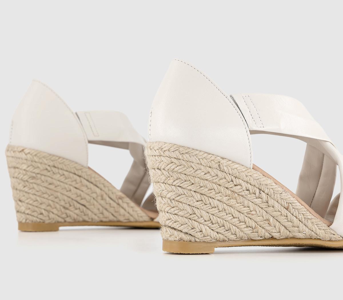 OFFICE Maiden Cross Strap Wedges White Leather - Mid Heels