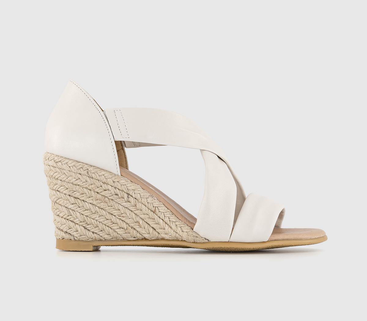 Maiden Cross Strap Wedges White Leather