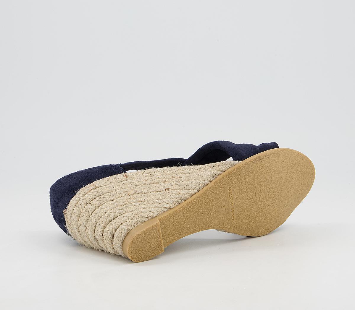 Office Maiden Cross Strap Wedges Office Maiden Cross Strap Wedges Navy Suede