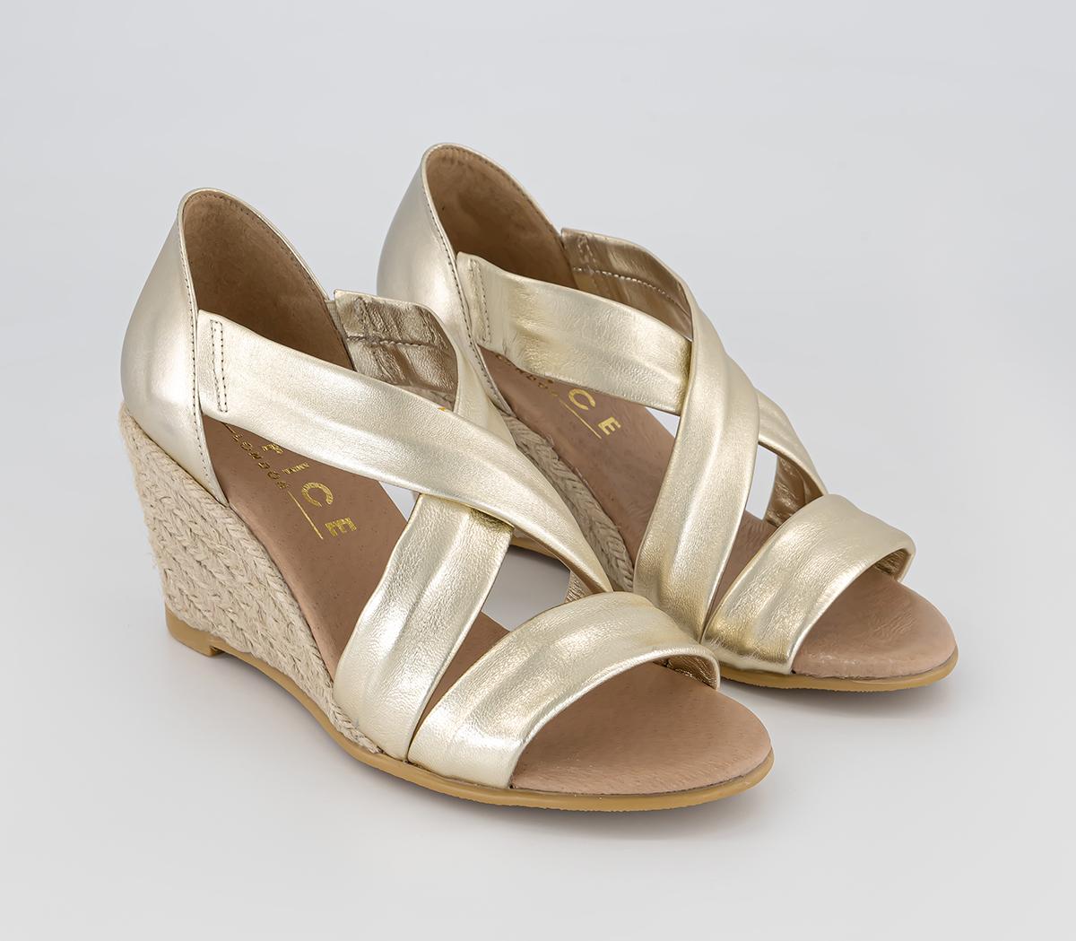 OFFICEMaiden Cross Strap Wedges OFFICEMaiden Cross Strap WedgesGold Metallic Leather