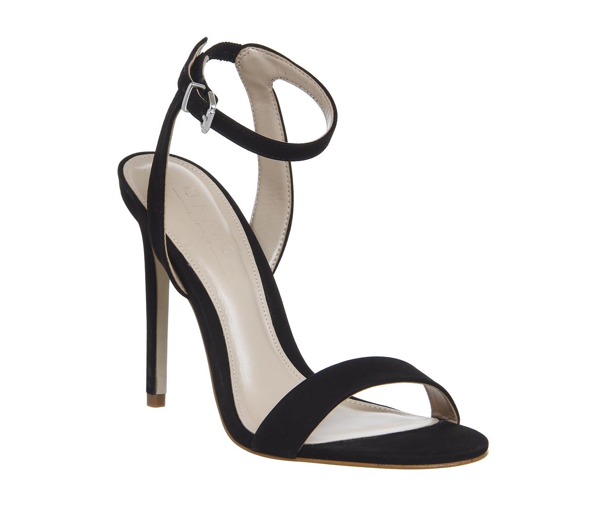 OFFICE Alana Single Sole Sandals Black Nubuck - High Heels