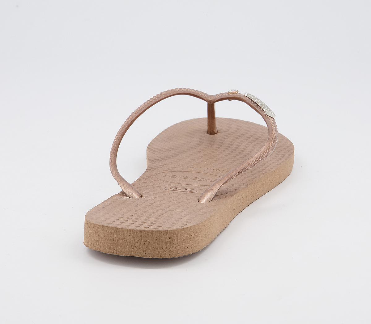 HavaianasSlim Metal Crystal Flip FlopRose Gold