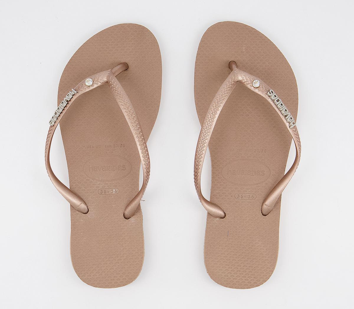 HavaianasSlim Metal Crystal Flip FlopRose Gold