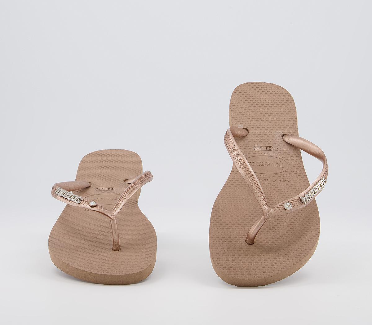 HavaianasSlim Metal Crystal Flip FlopRose Gold