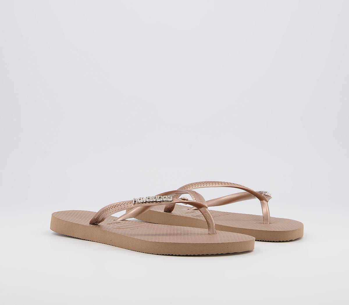 HavaianasSlim Metal Crystal Flip FlopRose Gold