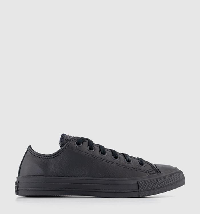 Converse All Star Low Leather Trainers Black Mono Leather