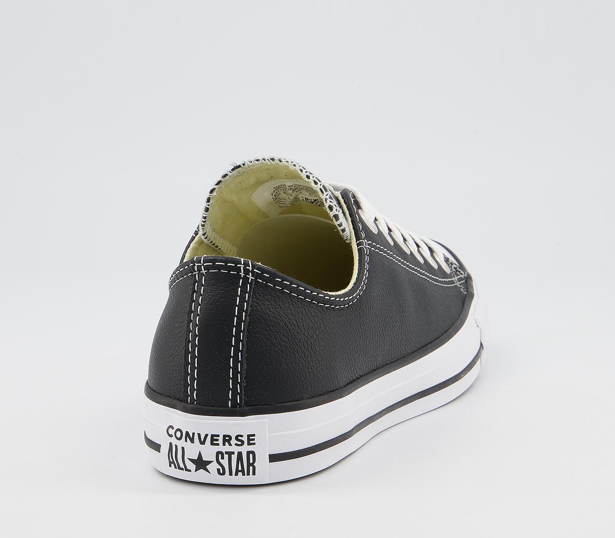 Converse All Star Low Leather Trainers Black White Leather - Unisex Sports
