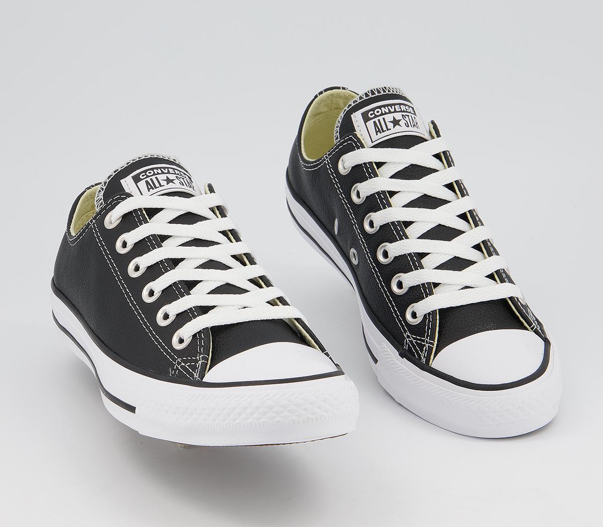 Converse All Star Low Leather Trainers Black White Leather - Unisex Sports