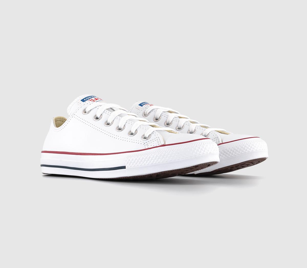 Converse White Leather All Star Low Trainers, 9