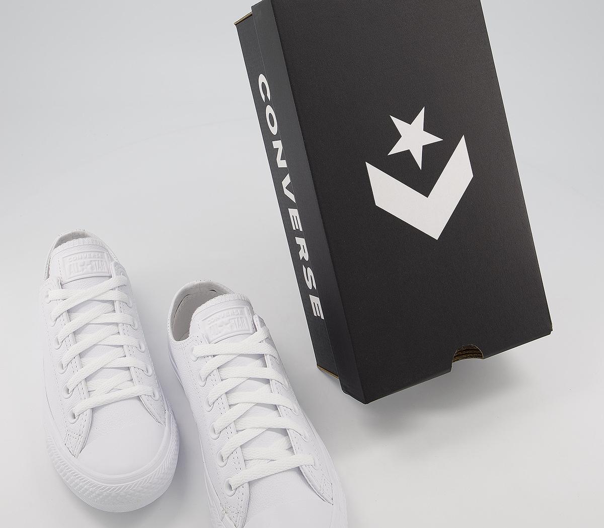 Converse All Star Low Leather Trainers Converse All Star Low Leather Trainers White Mono Leather