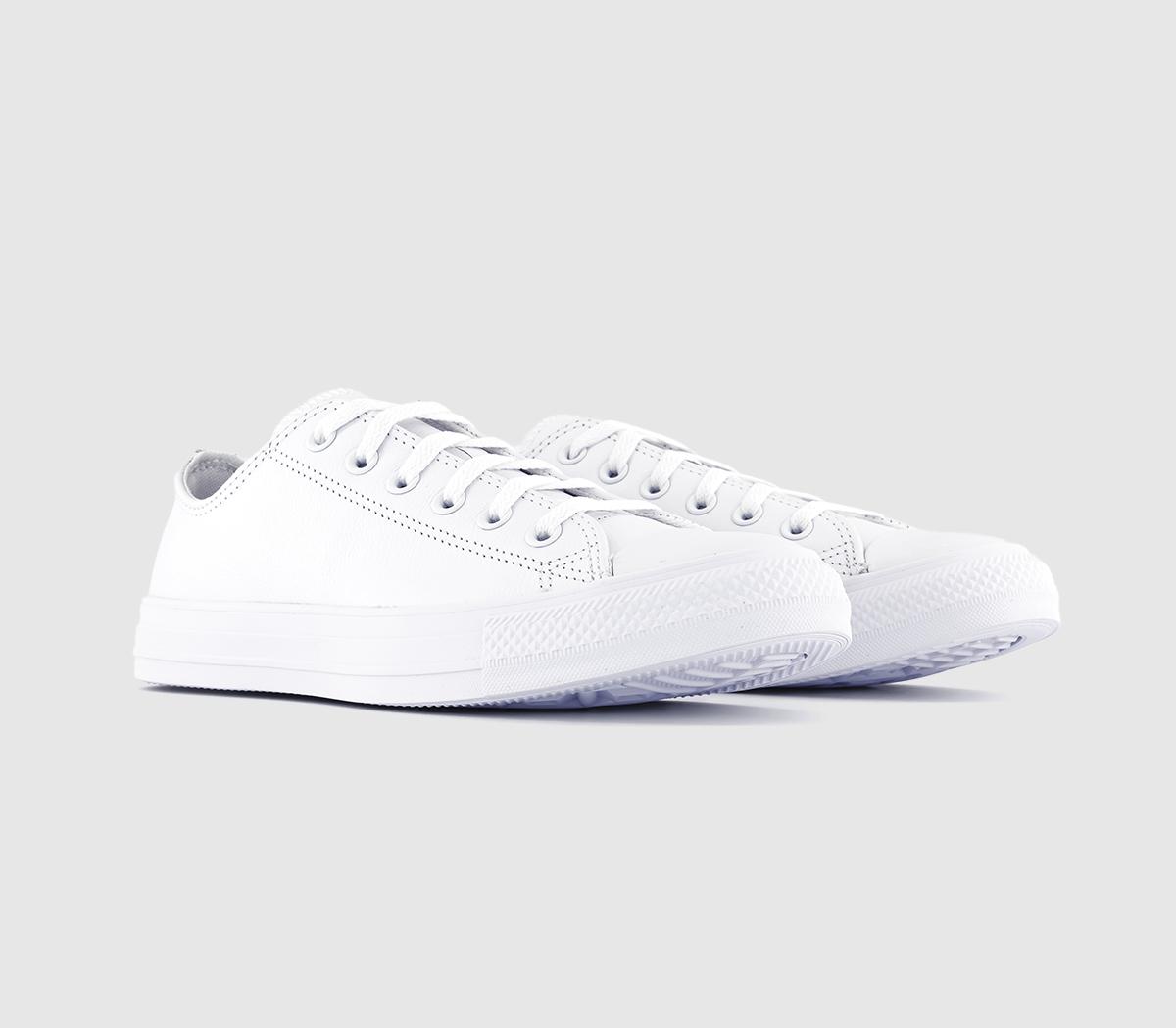 Converse White Leather All Star Low Plain Trainers, 6
