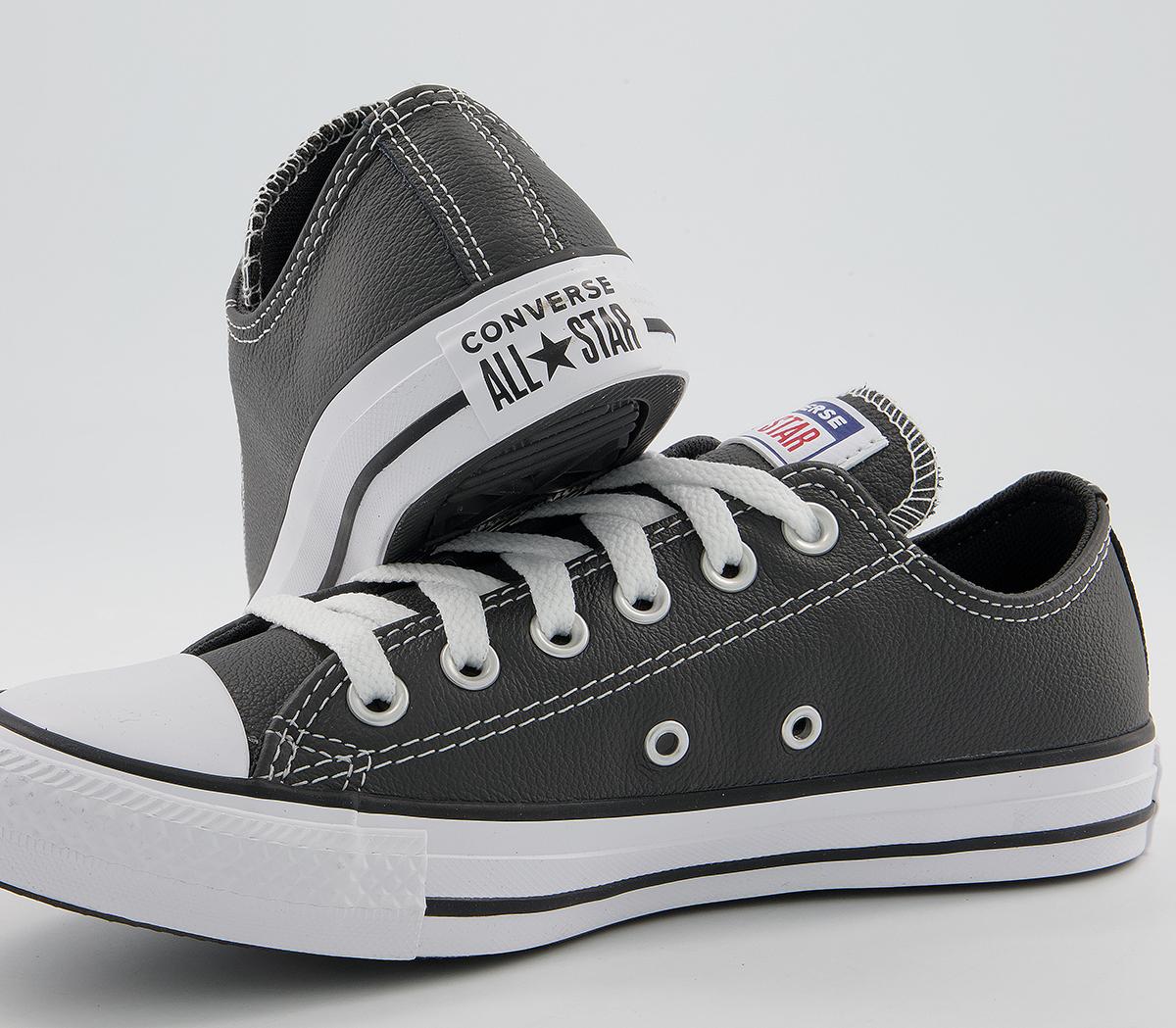 Converse All Star Low Leather Trainers Converse All Star Low Leather Trainers Storm Wind White Black