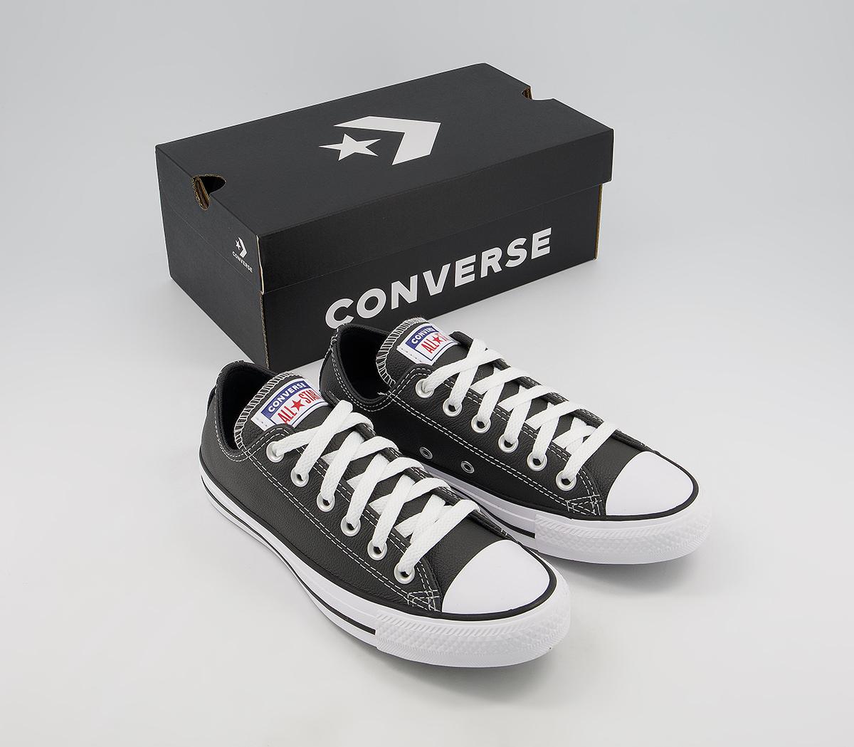 Converse All Star Low Leather Trainers Converse All Star Low Leather Trainers Storm Wind White Black
