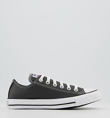 Converse All Star Low Leather Trainers Storm Wind White Black
