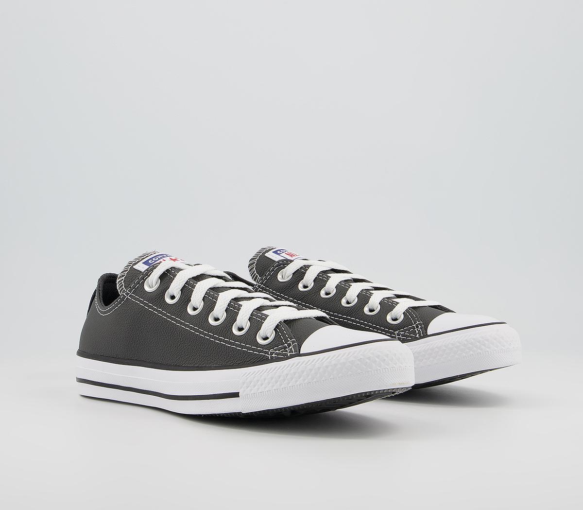 Converse All Star Low Leather Trainers Converse All Star Low Leather Trainers Storm Wind White Black