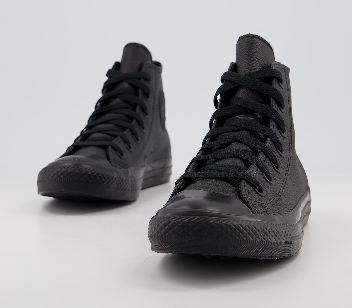 Converse All Star Hi Leather Trainers Converse All Star Hi Leather Trainers Black Mono