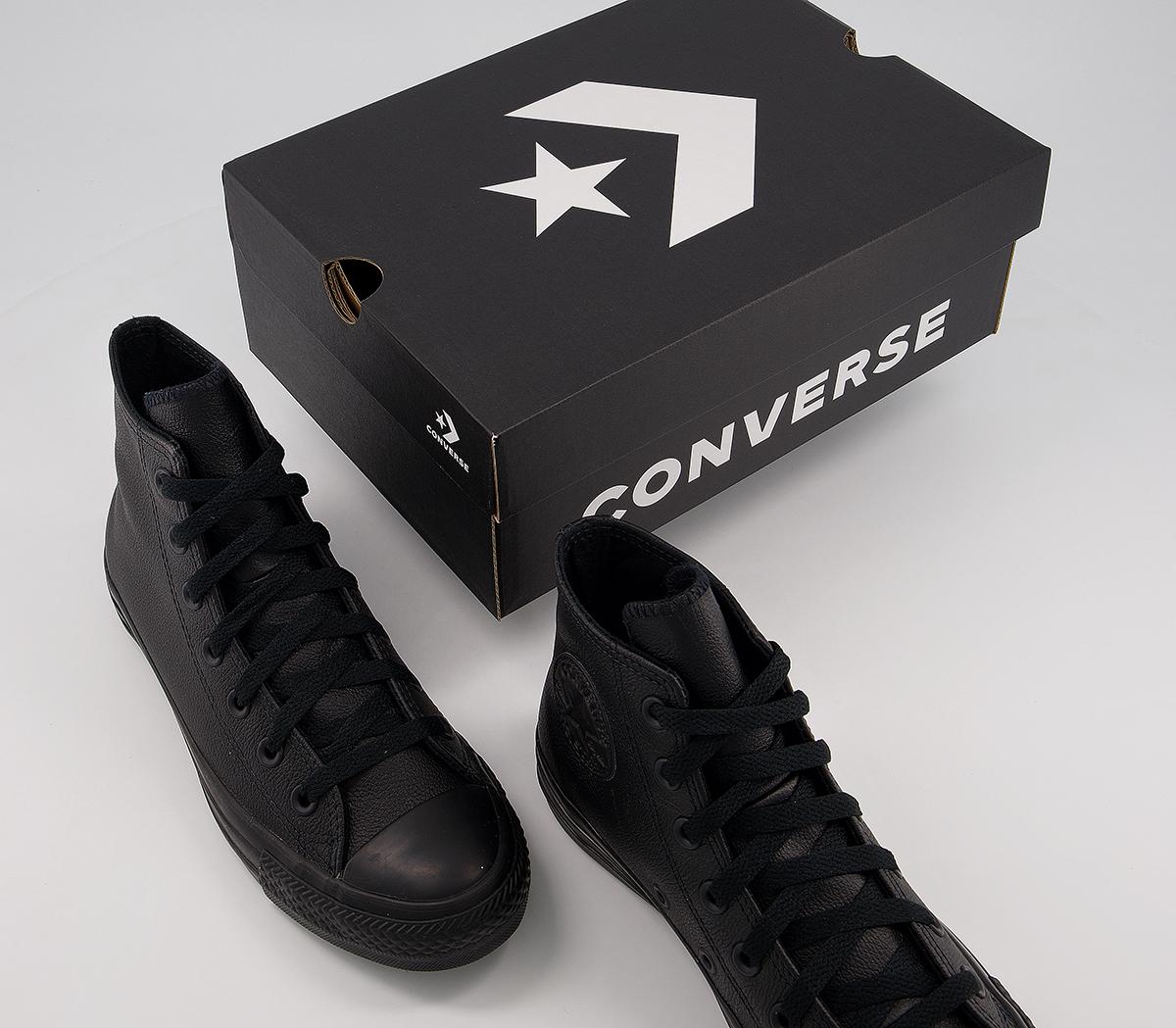Converse All Star Hi Leather Trainers Converse All Star Hi Leather Trainers Black Mono