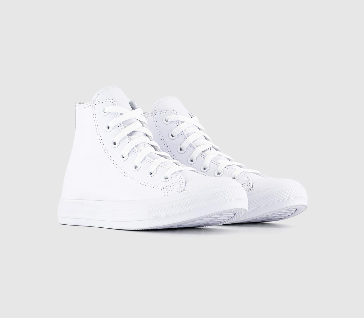 Converse White Leather All Star High Monochrome Trainers, 11