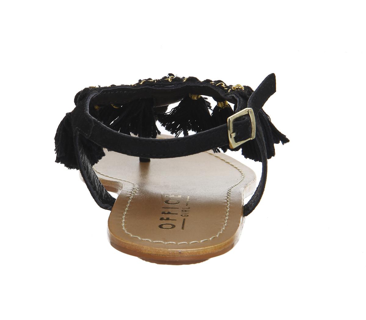 OFFICEBumble Fringe Toe Post SandalBlack Suede