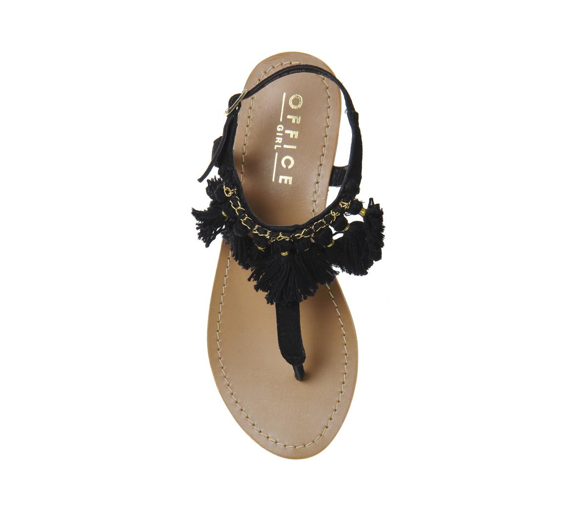 OFFICEBumble Fringe Toe Post SandalBlack Suede