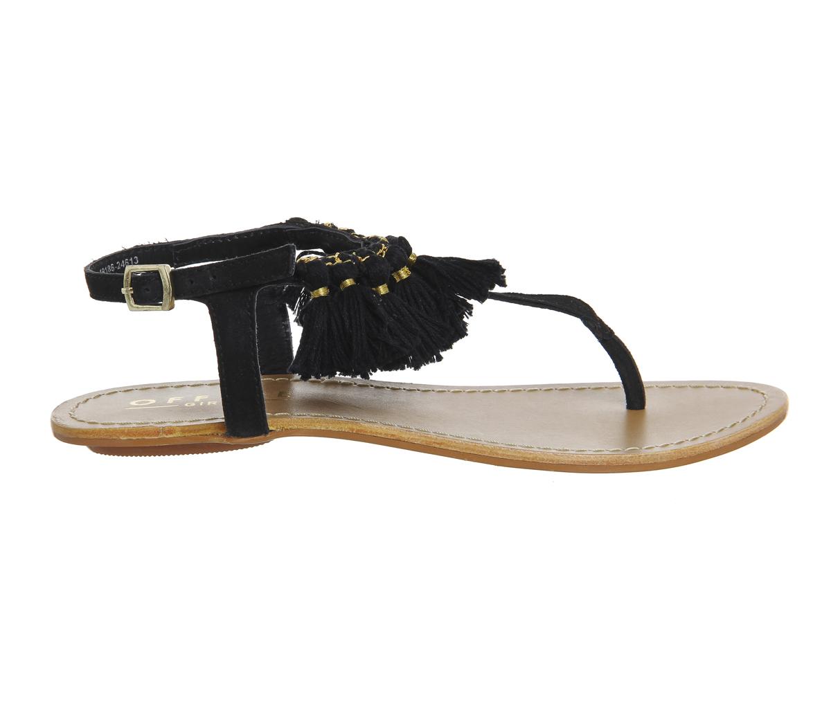 OFFICEBumble Fringe Toe Post SandalBlack Suede