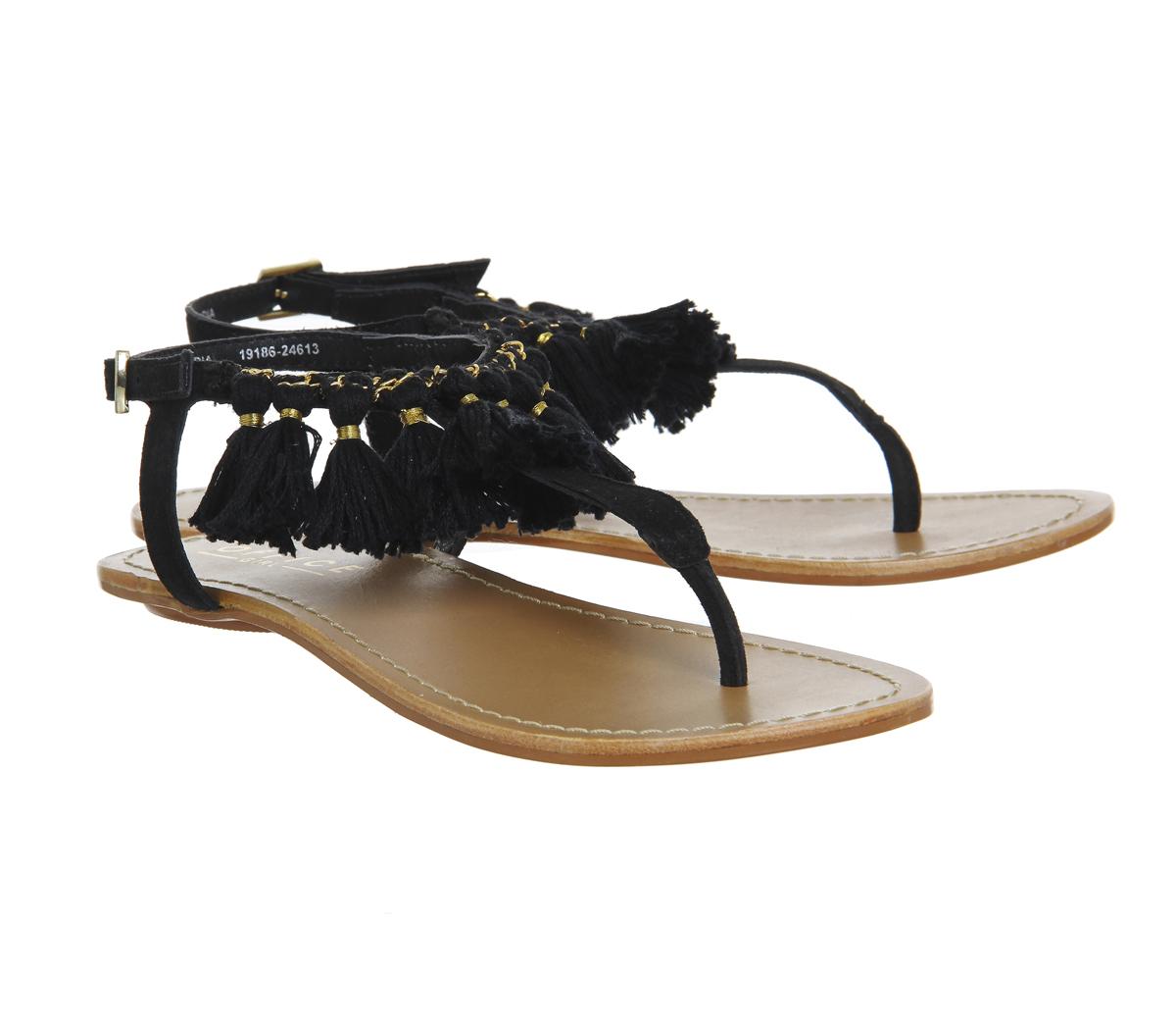 OFFICEBumble Fringe Toe Post SandalBlack Suede