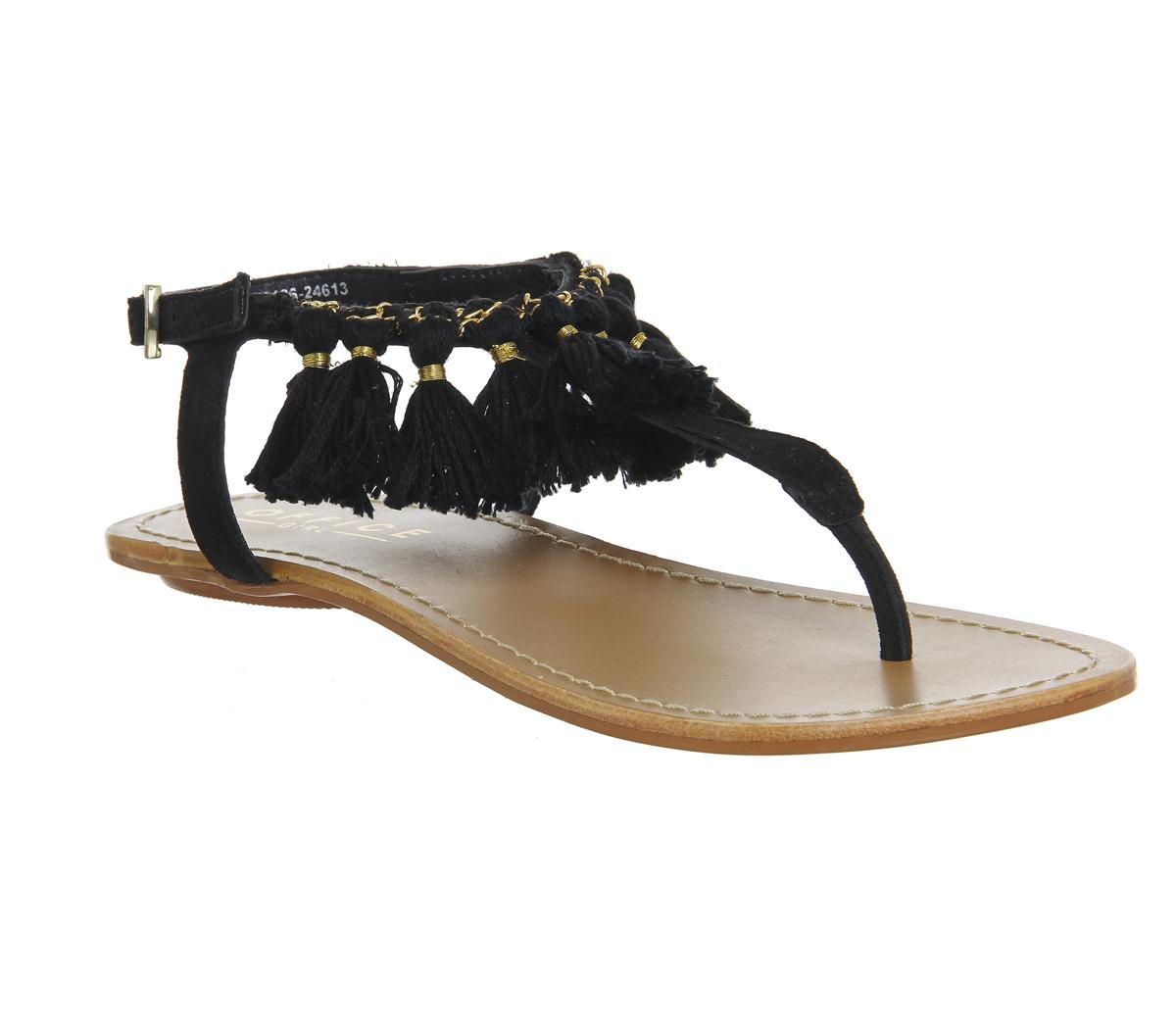 OFFICEBumble Fringe Toe Post SandalBlack Suede