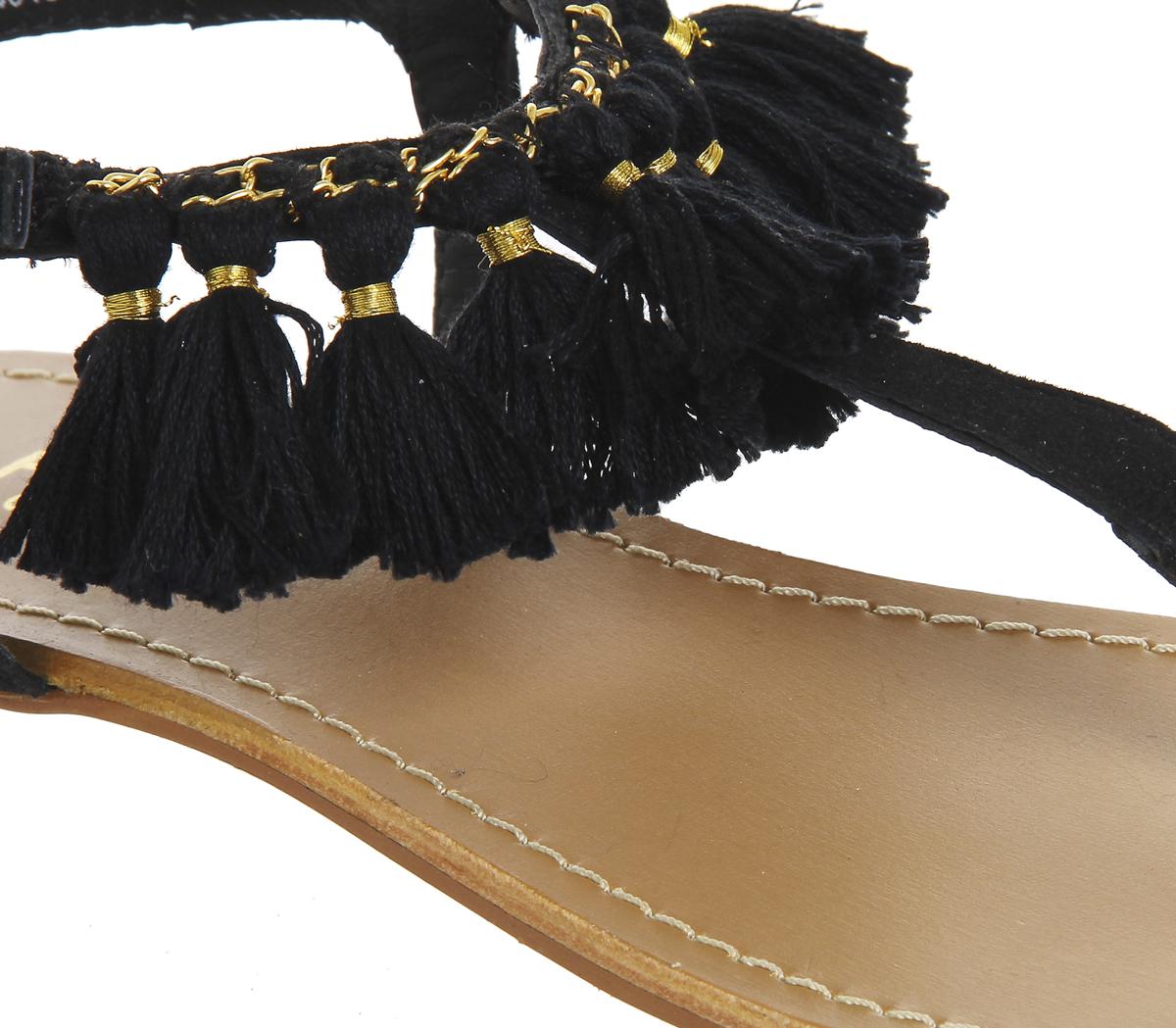 OFFICEBumble Fringe Toe Post SandalBlack Suede