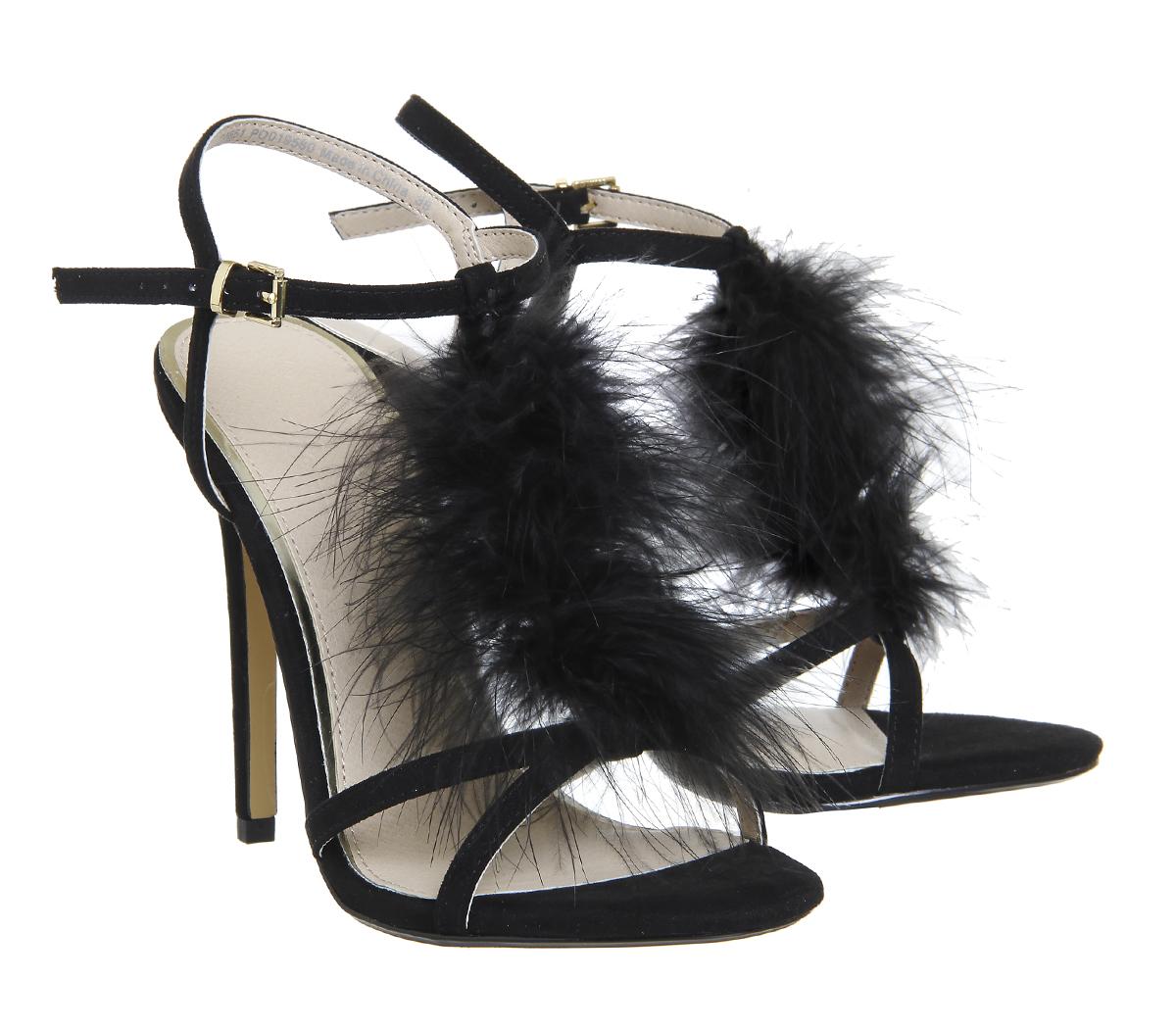 OFFICEArabella Feather Trim SandalBlack