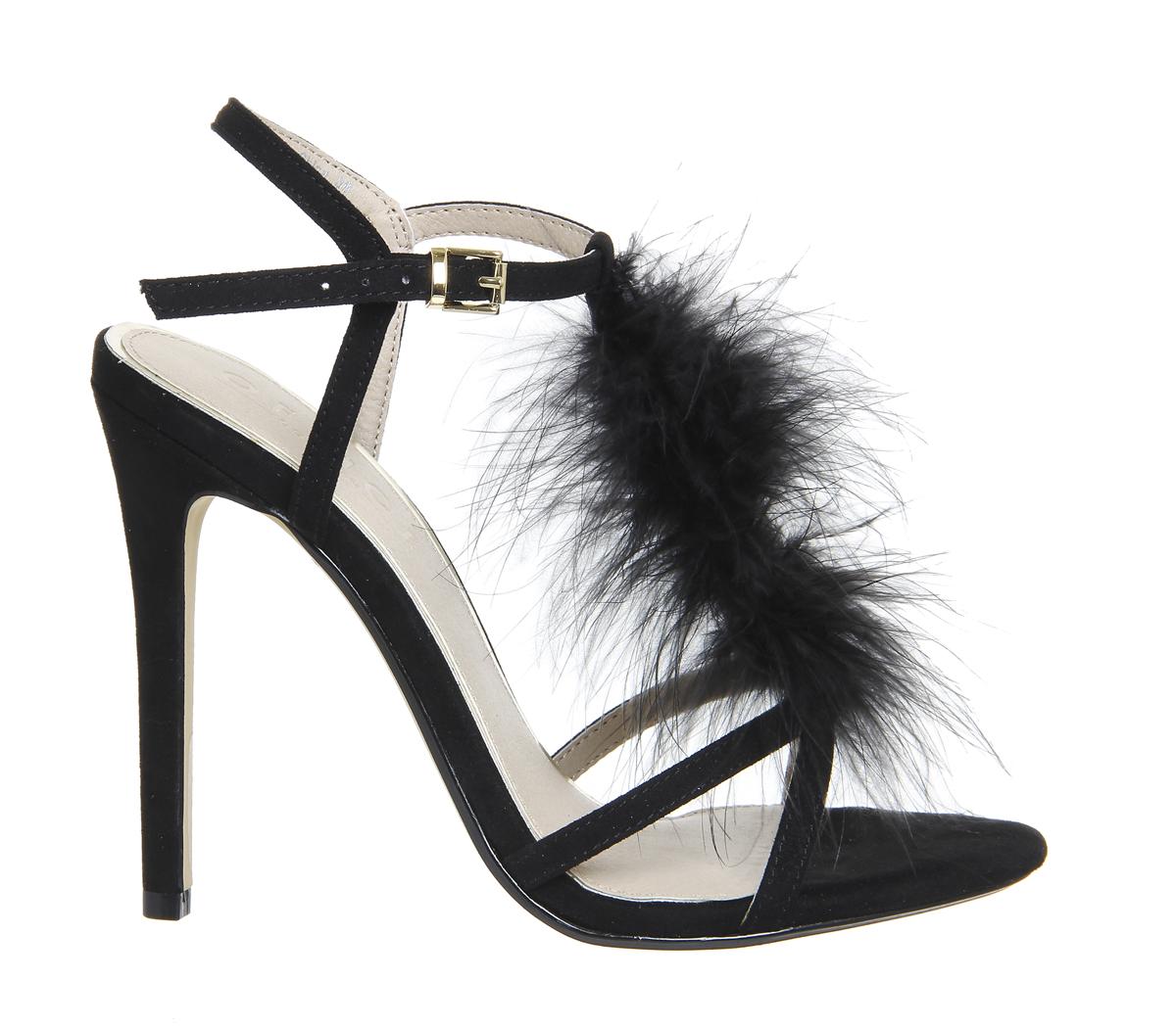 OFFICEArabella Feather Trim SandalBlack