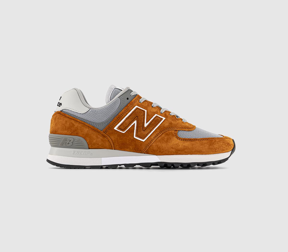 New Balance Mens 576 Made In Uk Trainers Orange Grey In Red