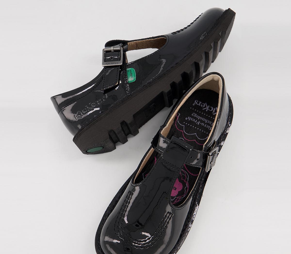 Kickers Kick T Bar Kids Shoes Kickers Kick T Bar Kids Shoes Black Patent