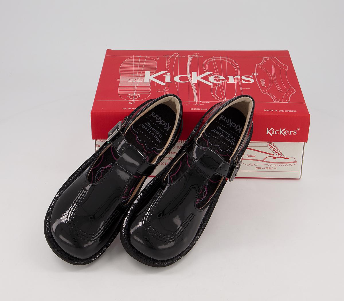 Kickers Kick T Bar Kids Shoes Kickers Kick T Bar Kids Shoes Black Patent