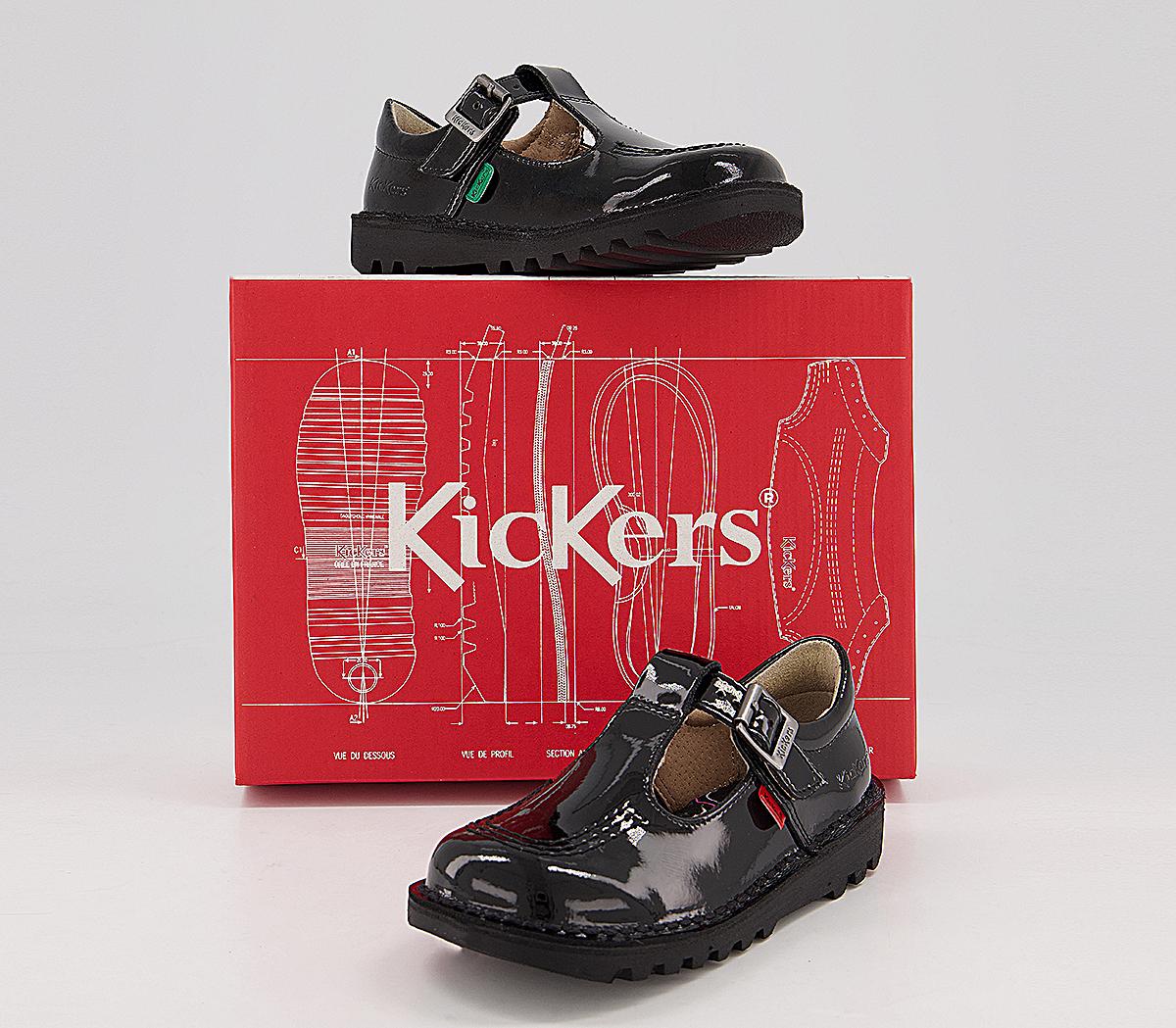 KickersKick T Bar InfantBlack Patent