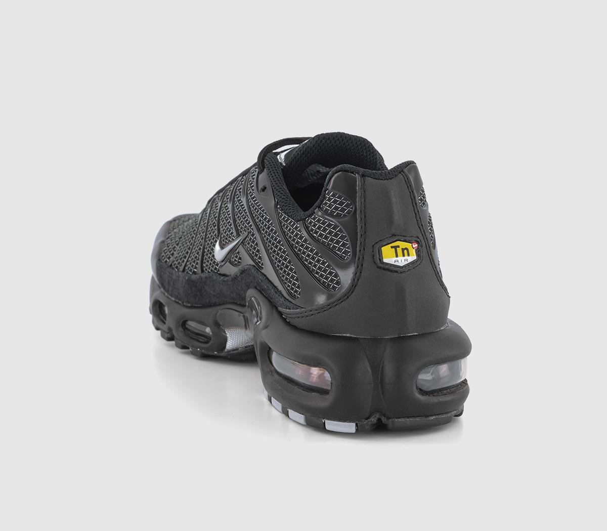 NikeAir Max Plus Trainers Black Metallic Silver Turquoise Blue