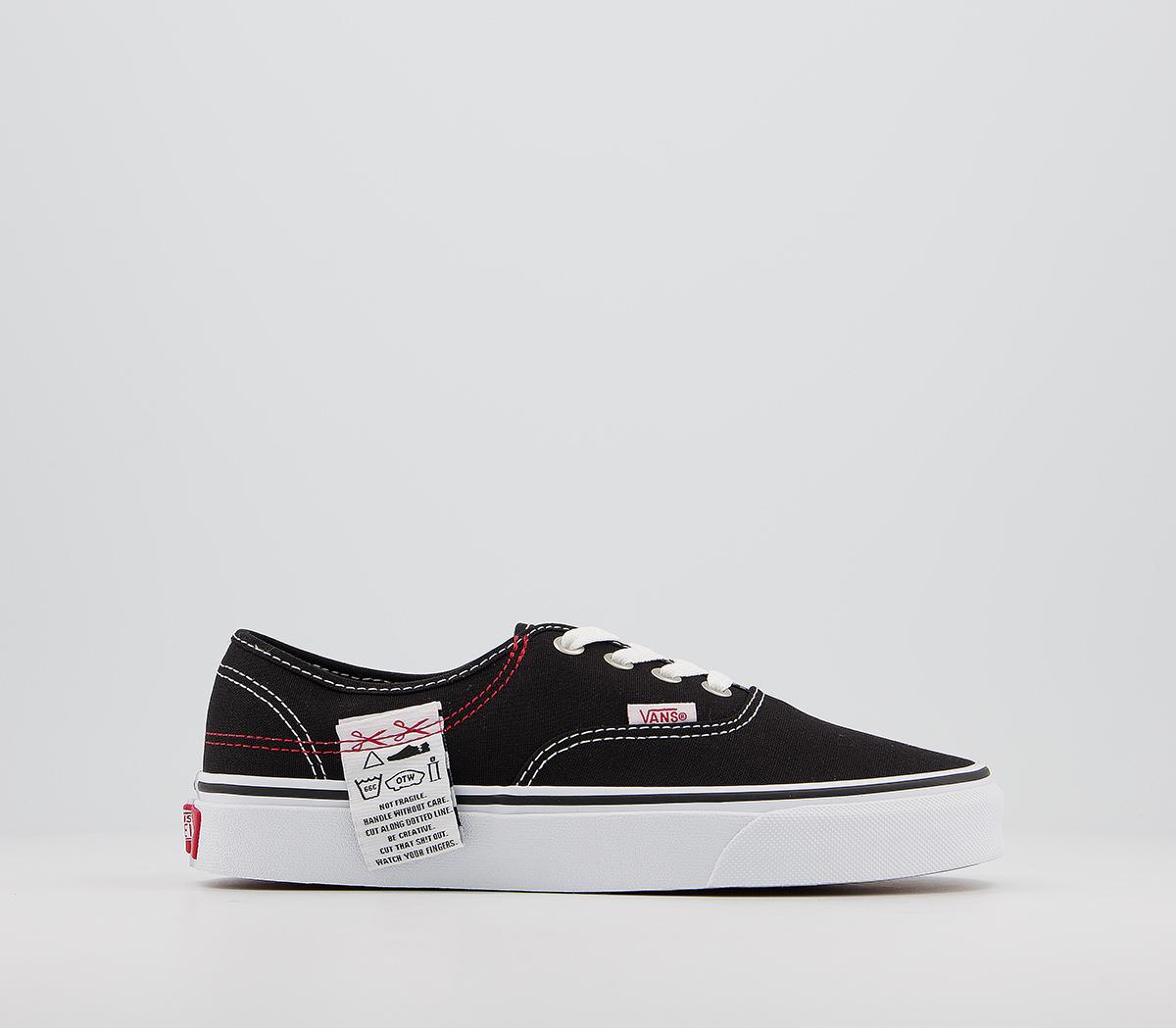 Vans black sole hot sale authentic true white