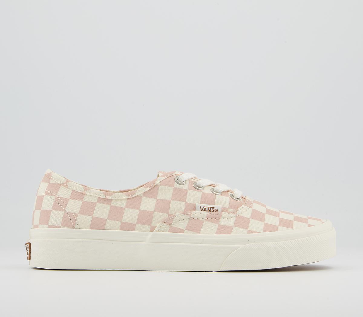 Peach and shop white checkered vans