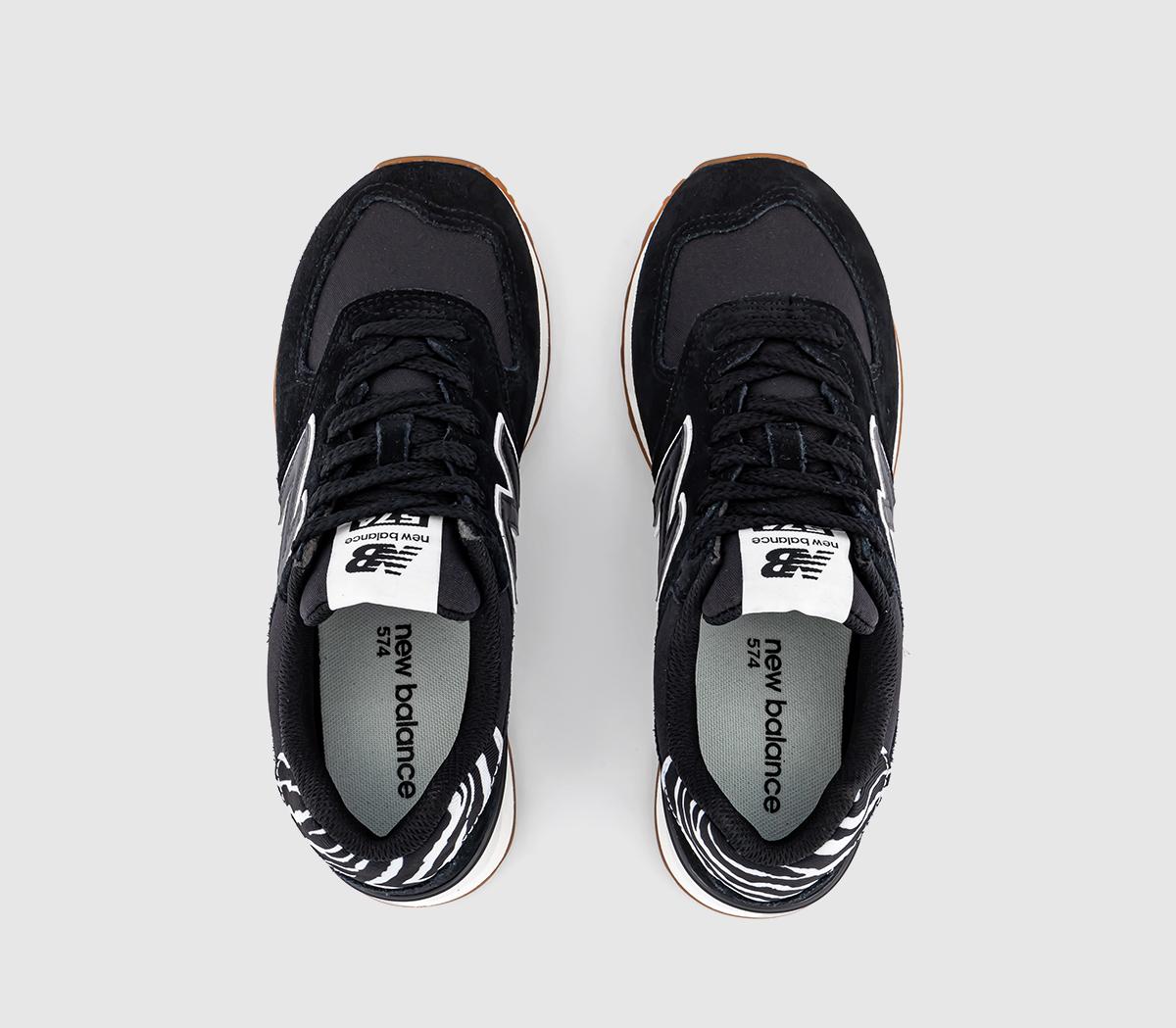New Balance574 TrainersBlack White Zebra Gum
