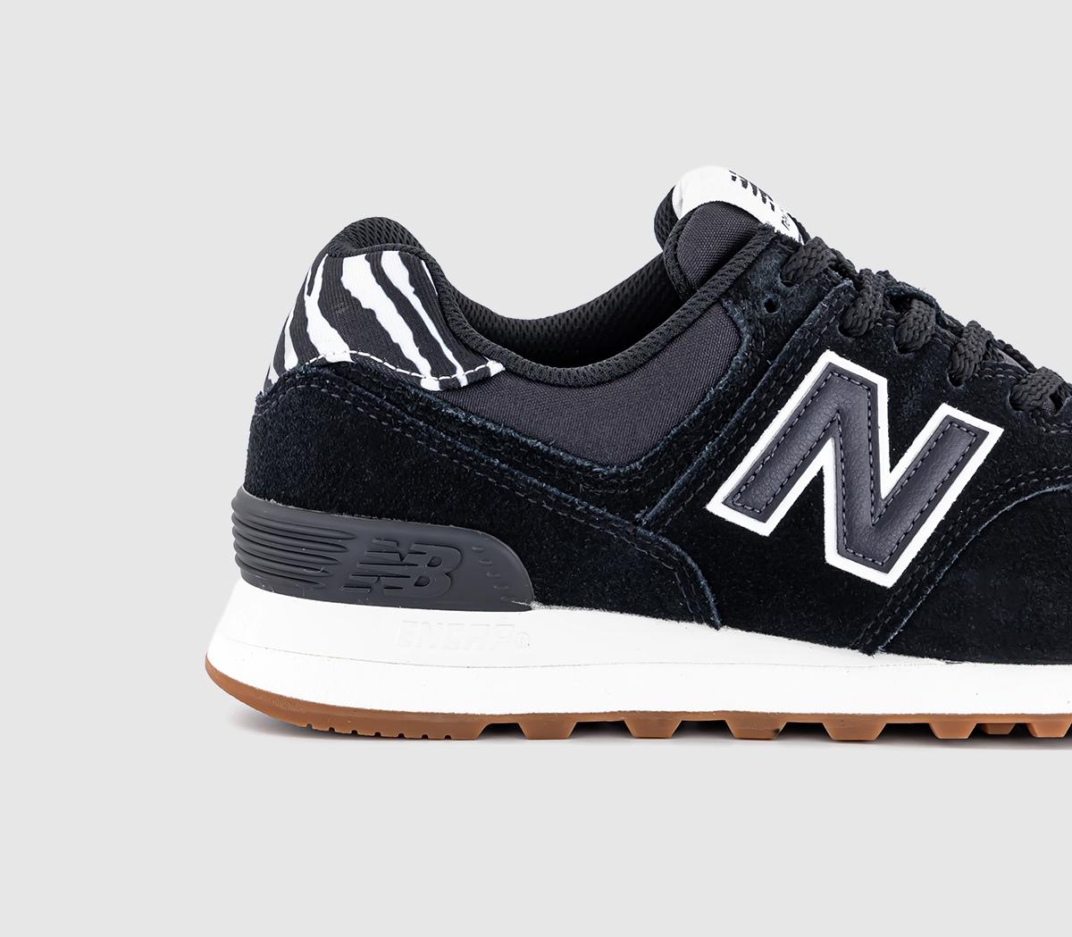 New Balance574 TrainersBlack White Zebra Gum