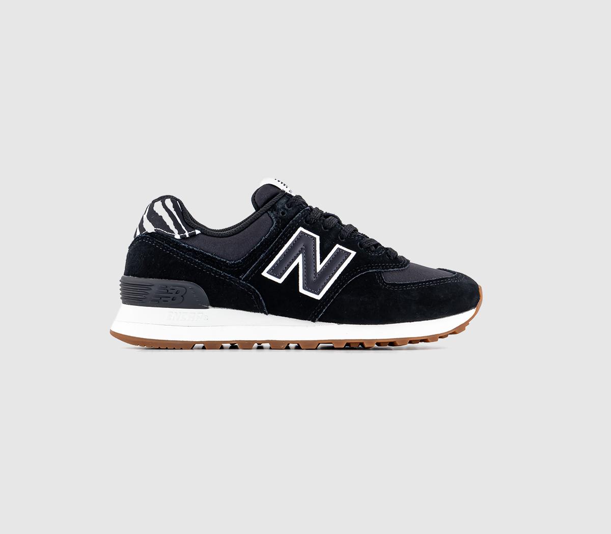 New Balance 574 Trainers Black White Zebra Gum Women s Trainers