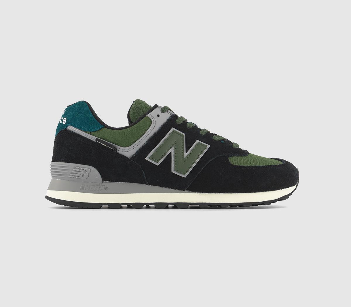 Black and green store new balance 574