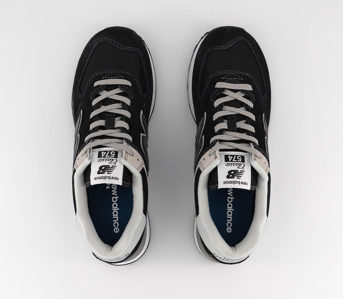 New Balance574 Trainers Black Grey White Green Leaf