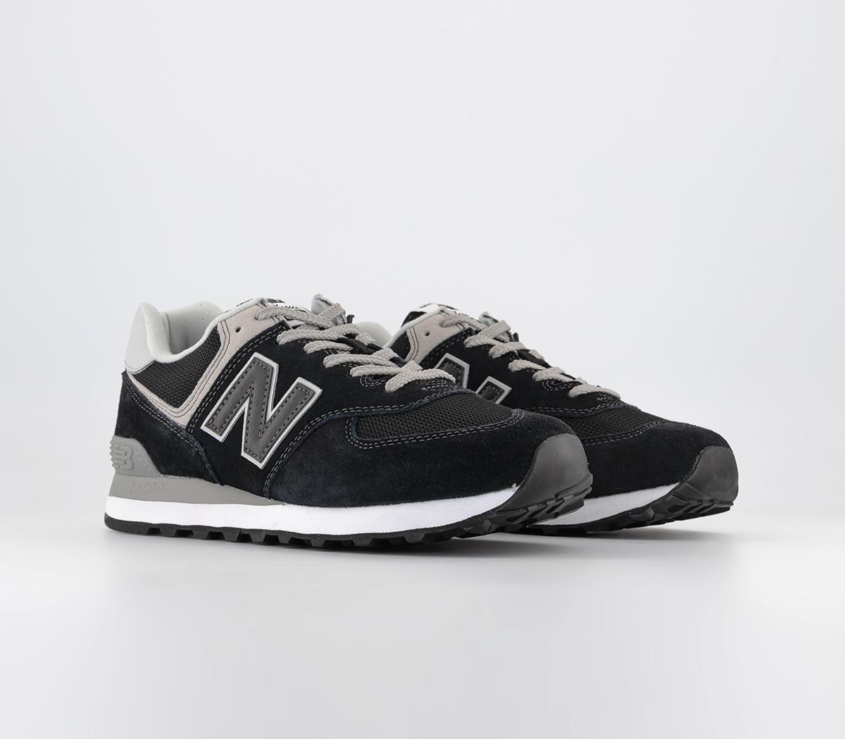New Balance574 Trainers Black Grey White Green Leaf