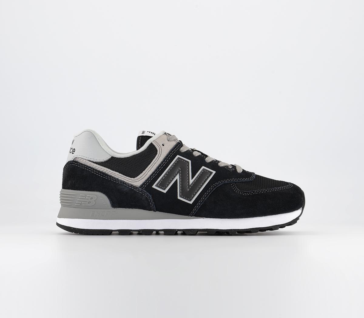 New Balance 574 Trainers Black Grey White Green Leaf - Men's Trainers