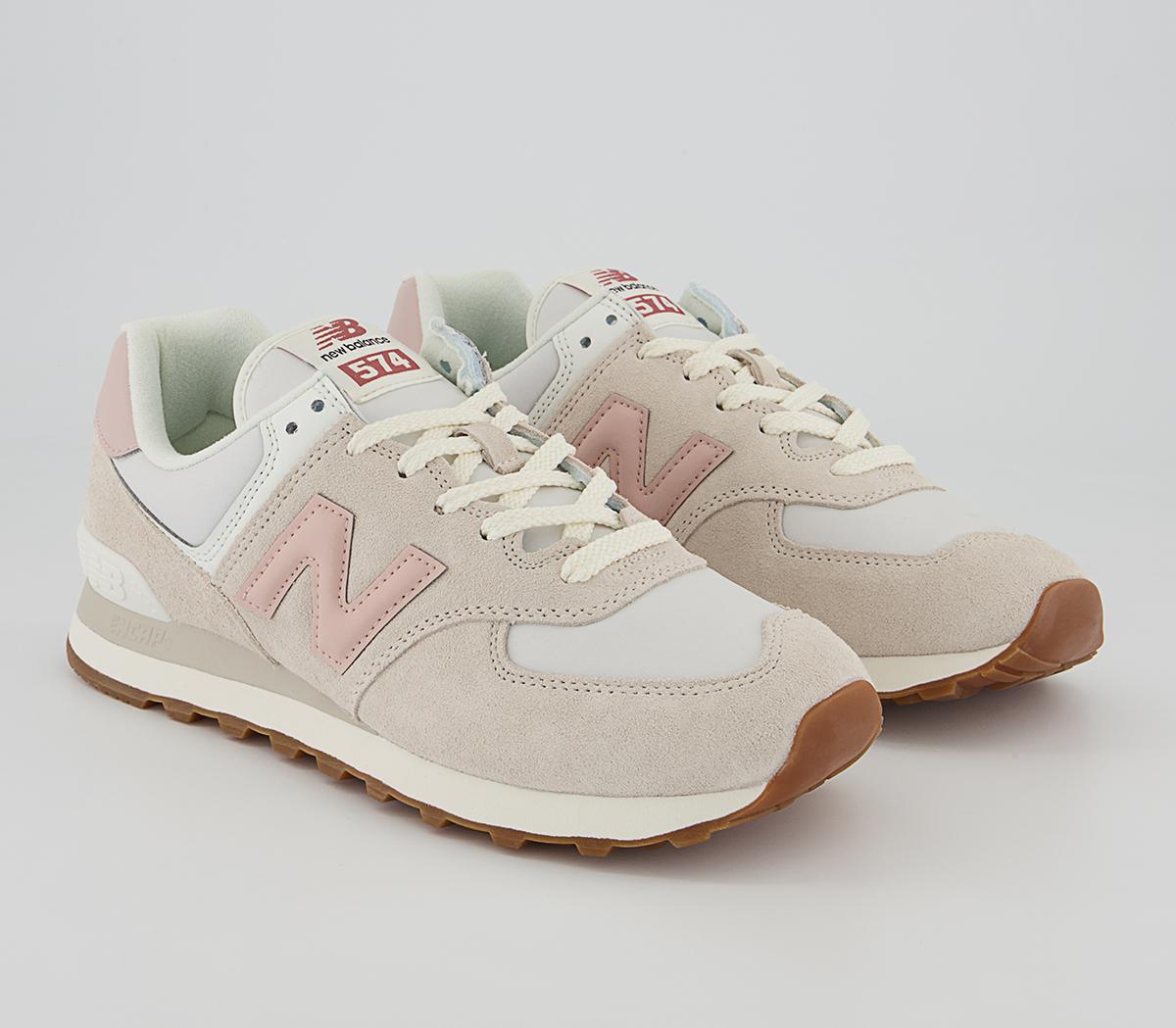 New Balance 574 Trainers Off White Pink - New Balance 574