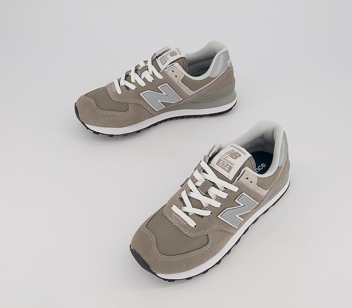 New Balance 574 Trainers Grey White Green Leaf - New Balance 574